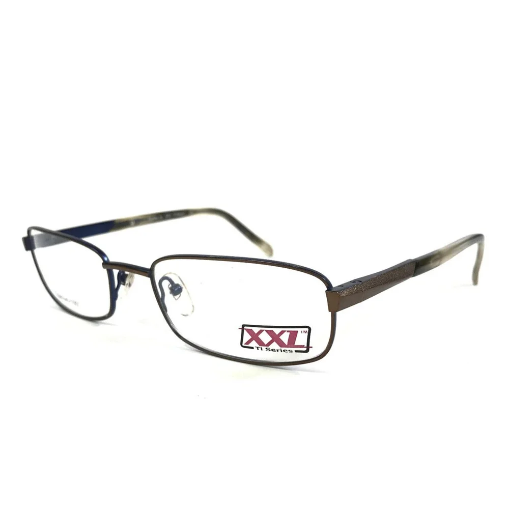 XXL Ti Series Eyeglasses Frames Riptide Brown Blue Titanium Rectangle 58-20-145